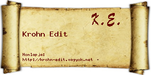 Krohn Edit névjegykártya